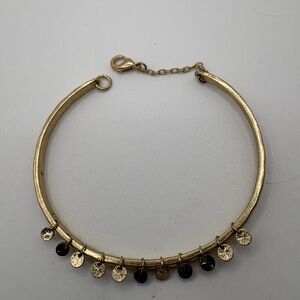 Vintage Gold-Tone Charm Bracelet Bangle with Dangle Disc Charms
